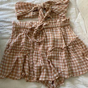 Olivia Ceos bandeau and ruffled shorts set